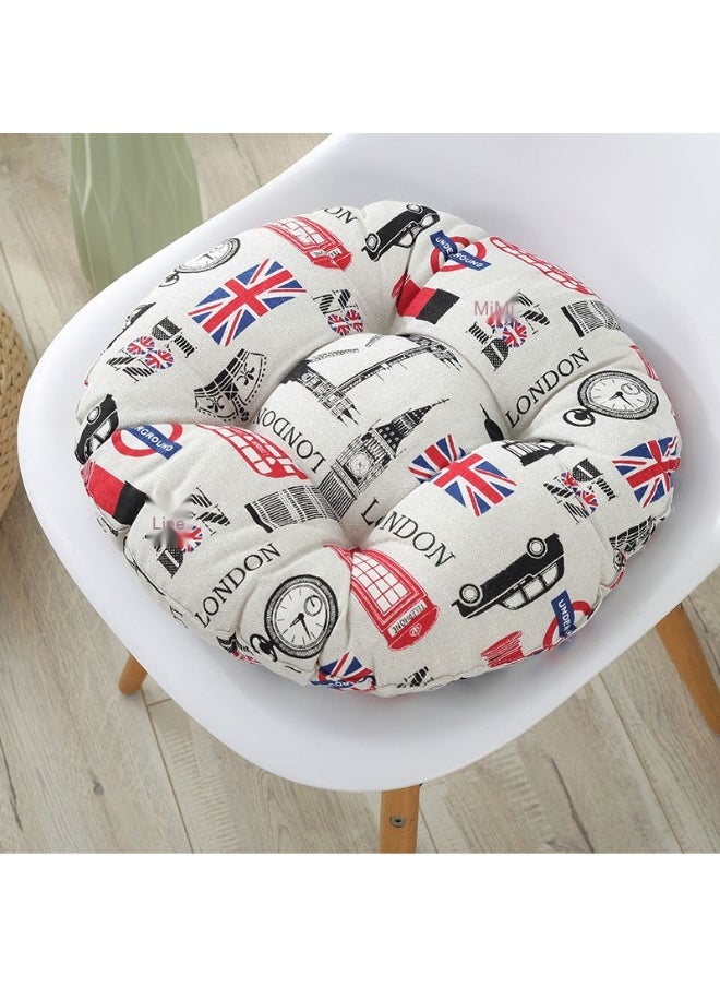 Comfortable Cotton Linen Breathable Round Chair Cushion for Home and Office