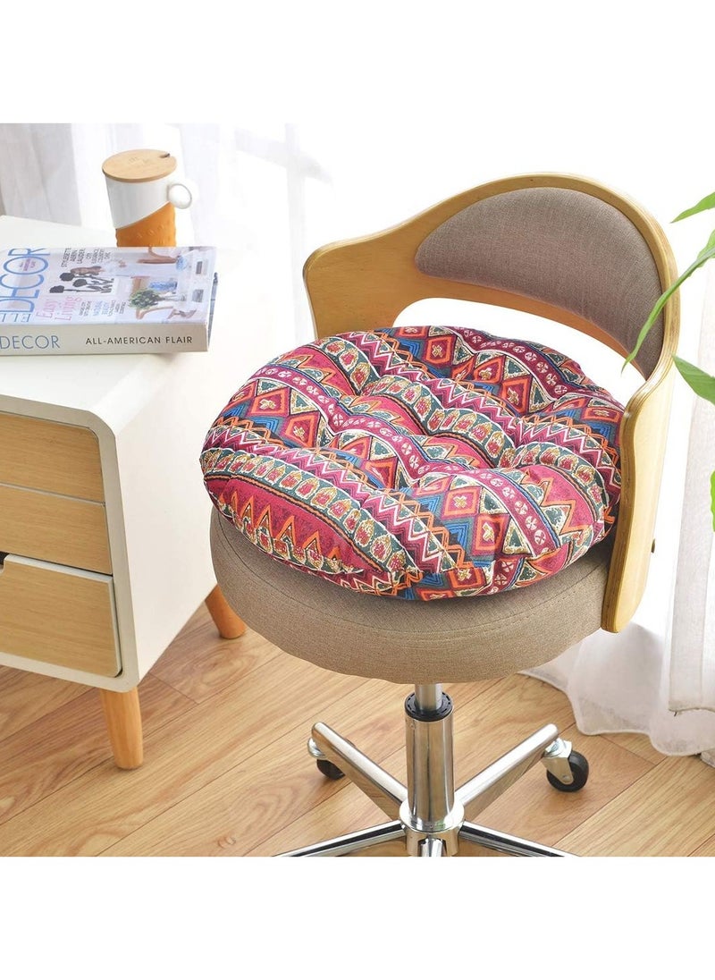 Comfortable Home Office Cotton Linen Breathable Round Chair Cushion