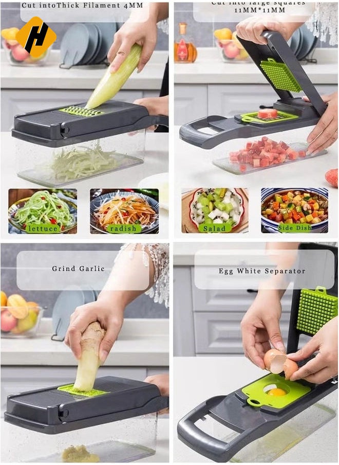 Vegetable Chopper, 12 in 1 Onion Mincer Chopper Dicer Mandoline Slicer, Fruit Food Chopper Vegetable Spiralizer Onion Cutter,Veggie Slicer Manual for Garlic, Cabbage, Carrot, Potato,Salad