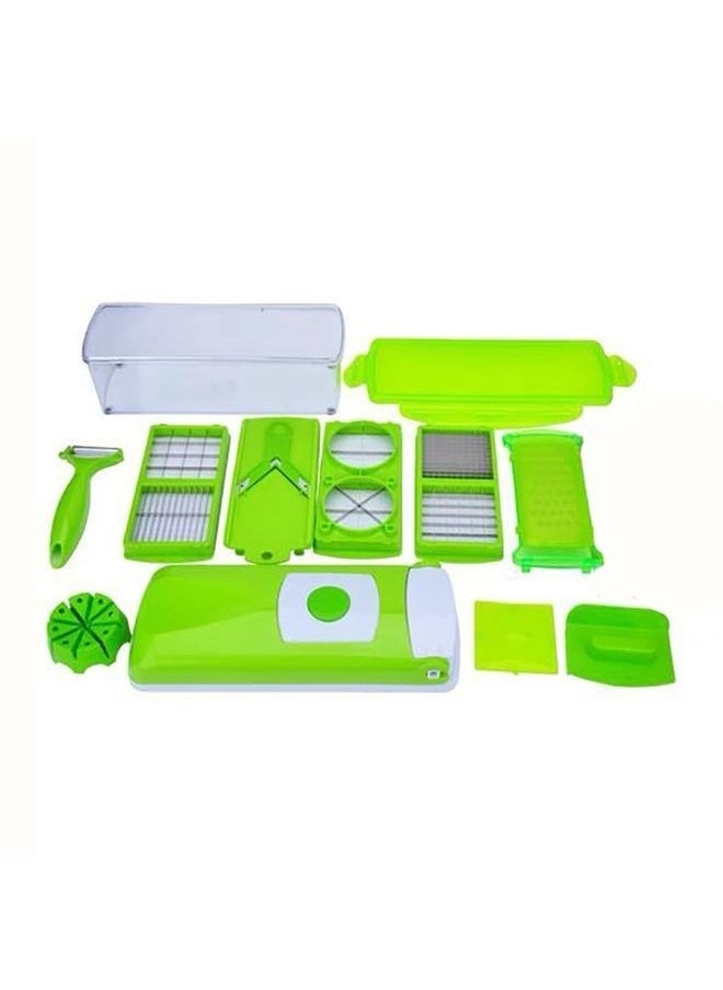 12-Piece Fruit And Vegetable Chopper And Slicer Set White/Green-Vegetable Chopper Slicer Cutter Chopper and Grater Vegetable Cheese Slicer Potato Onion Chopper