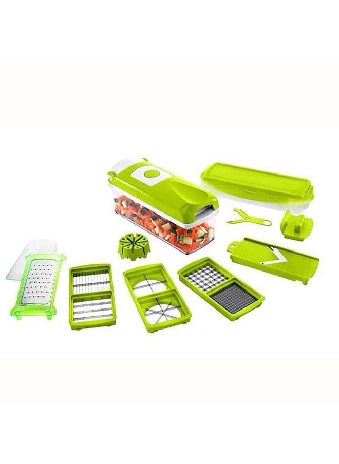 12-Piece Fruit And Vegetable Chopper And Slicer Set White/Green-Vegetable Chopper Slicer Cutter Chopper and Grater Vegetable Cheese Slicer Potato Onion Chopper