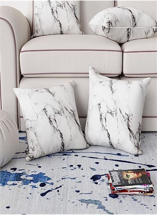 Goolsky Marble White Grey Decorative Pillow Cover 18x18 Inch 2 Piece Sofa Set Farmhouse Manual Pillowcase Soft Polyester Modern Abstract Cushion Cover for Sofa Chair Bedroom Living Room Cover