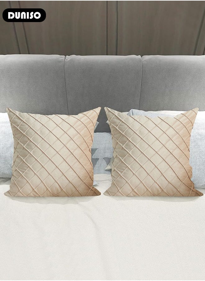 2 Packs Throw Pillow Covers, Couch Pillows Cushion Cove with Sturdy and Discrete Zipper Opening, 2 Neutral Decorative Textured Cushion Case, Soft Stripe Covers for Living Room Couch Bed Sofa