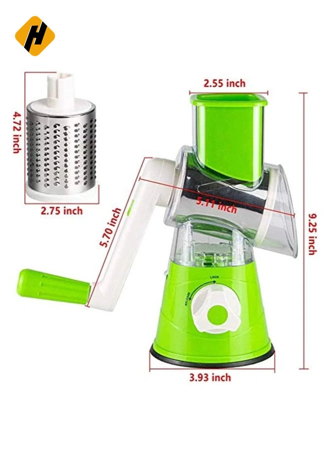 Manual Tabletop Drum Cheese Grater, 3 In 1 Rotary Shredder Slicer Grinder For Cucumber Nut Potato Carrot Cheese, Vegetable Salad Shooter