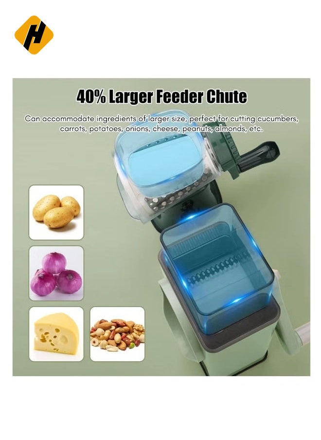 Multifunctional Vegetable Cutter Chopper Rotary Cheese Grater 3-in-1 Shredder Slicer Grinder Salad Maker Machine with Stainless Steel Roller Blades for Vegetable Fruit Nut