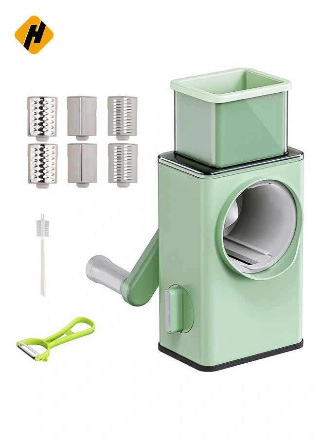 Rotary Vegetable Cutter and Cheese Grater  Vegetable Shredder Round Mandolin Slicer, Grater, Salad Maker - Large Feed Port - Suction Base - Vegetable, Fruit, Cookie, OREO, Nuts