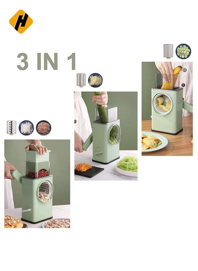 Rotary Vegetable Cutter and Cheese Grater  Vegetable Shredder Round Mandolin Slicer, Grater, Salad Maker - Large Feed Port - Suction Base - Vegetable, Fruit, Cookie, OREO, Nuts