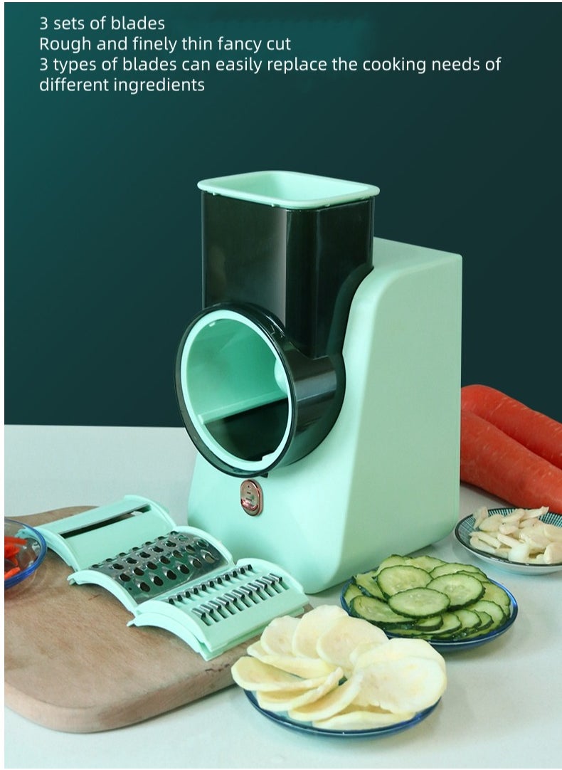 Electric Vegetable Slicer, Kitchen And Household Vegetable Slicer, Multifunctional Slicer, Automatic Drum Vegetable Slicer, Meat, Fruit, Fruit/Vegetable Slicer With 3 Blades  Vegetable Chopper, Food Potato Slicer