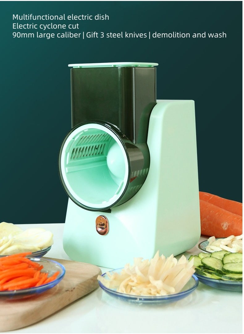 Electric Vegetable Slicer, Kitchen And Household Vegetable Slicer, Multifunctional Slicer, Automatic Drum Vegetable Slicer, Meat, Fruit, Fruit/Vegetable Slicer With 3 Blades  Vegetable Chopper, Food Potato Slicer