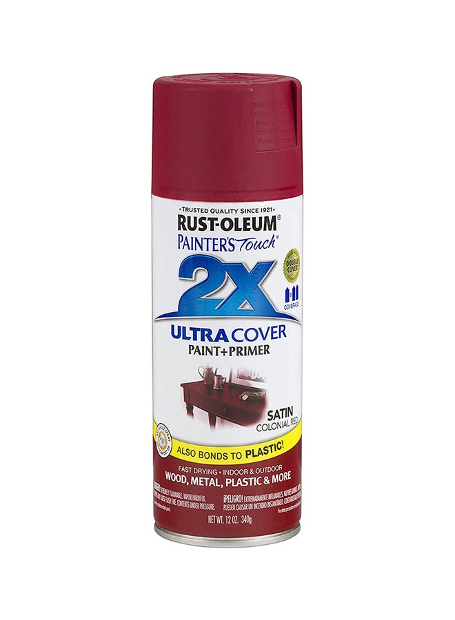 Painter's Touch 2X Ultra Cover Satin Paint And Primer Spray Colonial Red