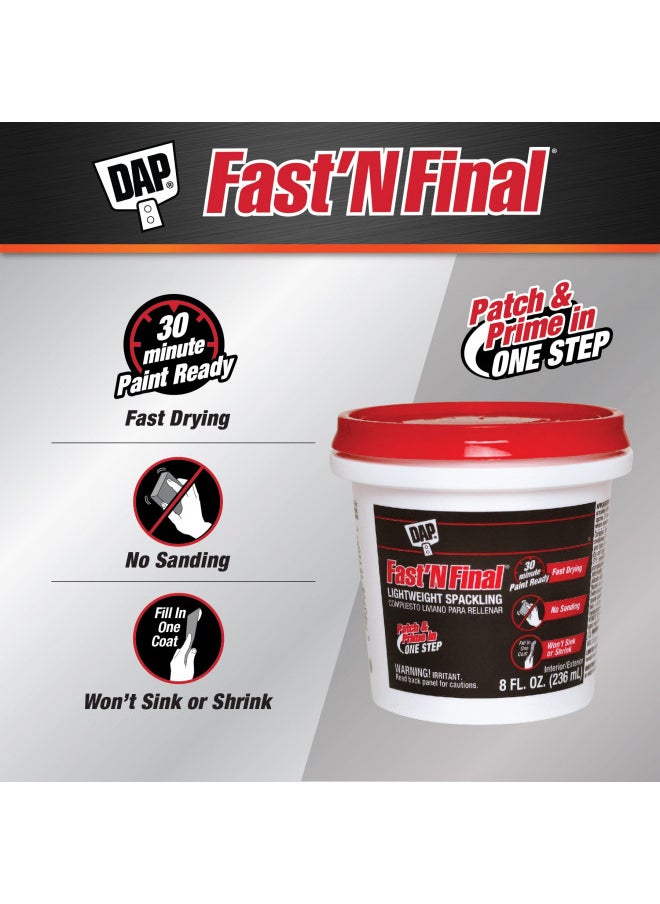 Dap 12140 Fast N Final Interior Exterior Spackle, 1/2-Pint,White, 8 Fl Oz (Pack of 1)