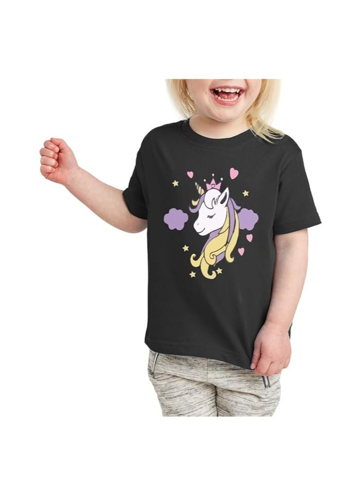 Kids Multi Colour Combo Printed Design T-shirt For Girls-Fashionable Short Sleeve T-Shirt Casual Daily Shirt For Kids-Assorted Colors