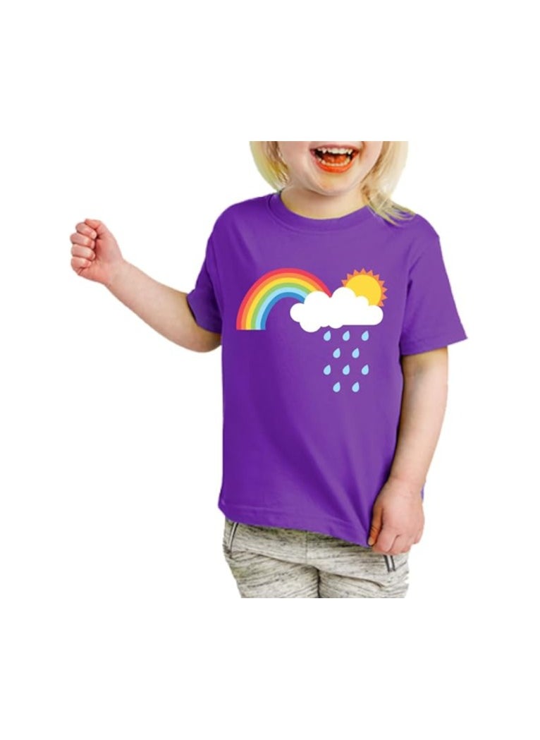 Kids Multi Colour Combo Printed Design T-shirt For Girls-Fashionable Short Sleeve T-Shirt Casual Daily Shirt For Kids-Assorted Colors