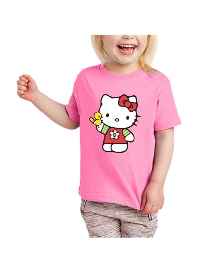 Kids Multi Colour Combo Printed Design T-shirt For Girls-Fashionable Short Sleeve T-Shirt Casual Daily Shirt For Kids-Assorted Colors