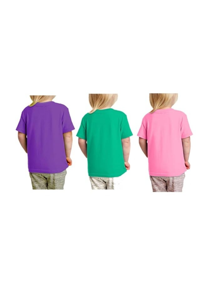 Kids Multi Colour Combo Printed Design T-shirt For Girls-Fashionable Short Sleeve T-Shirt Casual Daily Shirt For Kids-Assorted Colors