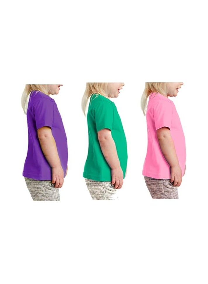 Kids Multi Colour Combo Printed Design T-shirt For Girls-Fashionable Short Sleeve T-Shirt Casual Daily Shirt For Kids-Assorted Colors