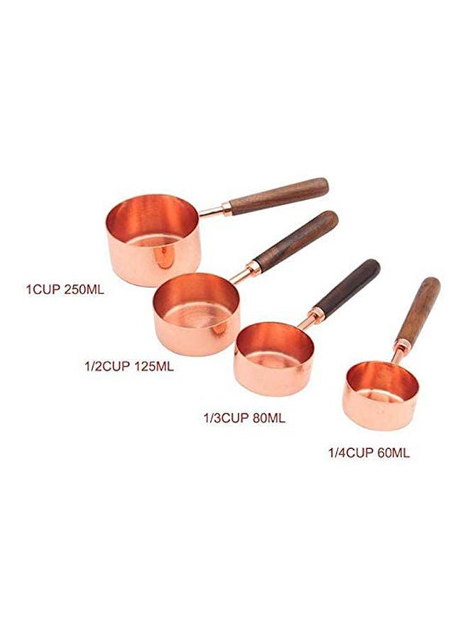 4Pcs/Set Measuring Spoons Cups Stainless Steel Scales Coffee Tea Scoops Kitchen Baking Cooking Tools With Wooden Handle Gold