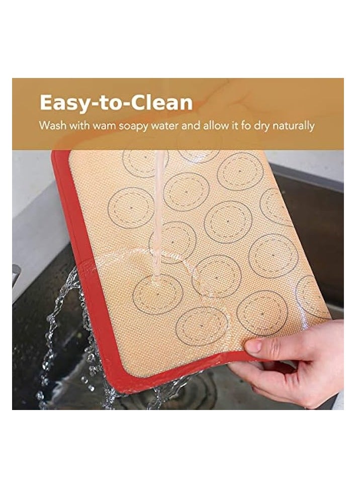 Silicon Baking Sheet Mat, Macaron Mat, Non Stick and Reusable, Heat-Resistant Cooking Baking Sheet Mat for Cookie, Pizza, Bread, Meat and More, Double as Dough Rolling Mats,16.5