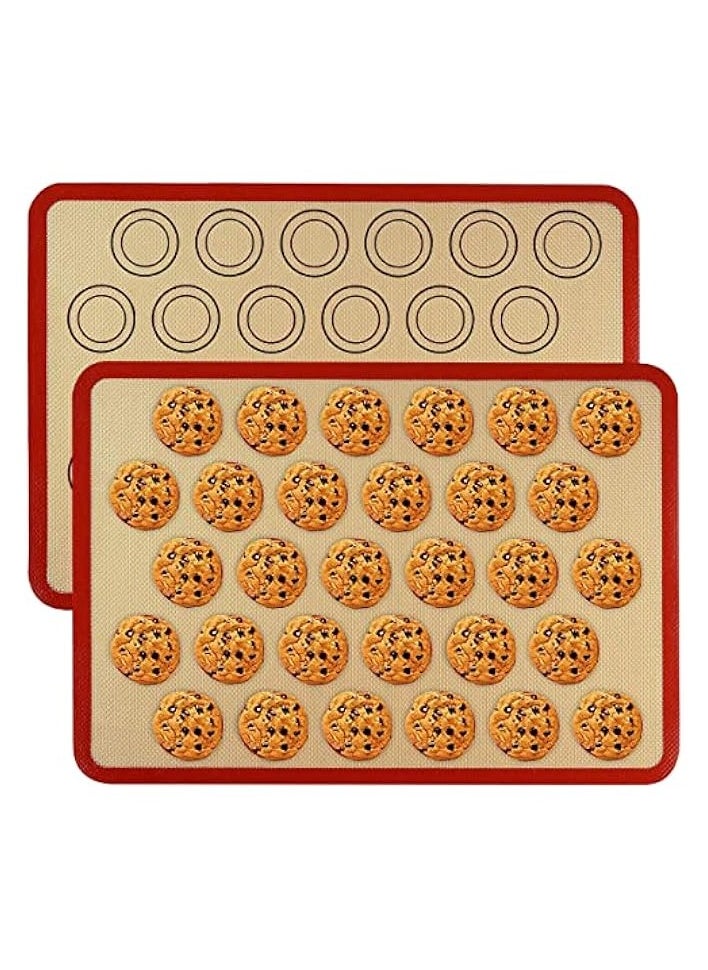 Silicon Baking Sheet Mat, Macaron Mat, Non Stick and Reusable, Heat-Resistant Cooking Baking Sheet Mat for Cookie, Pizza, Bread, Meat and More, Double as Dough Rolling Mats,16.5