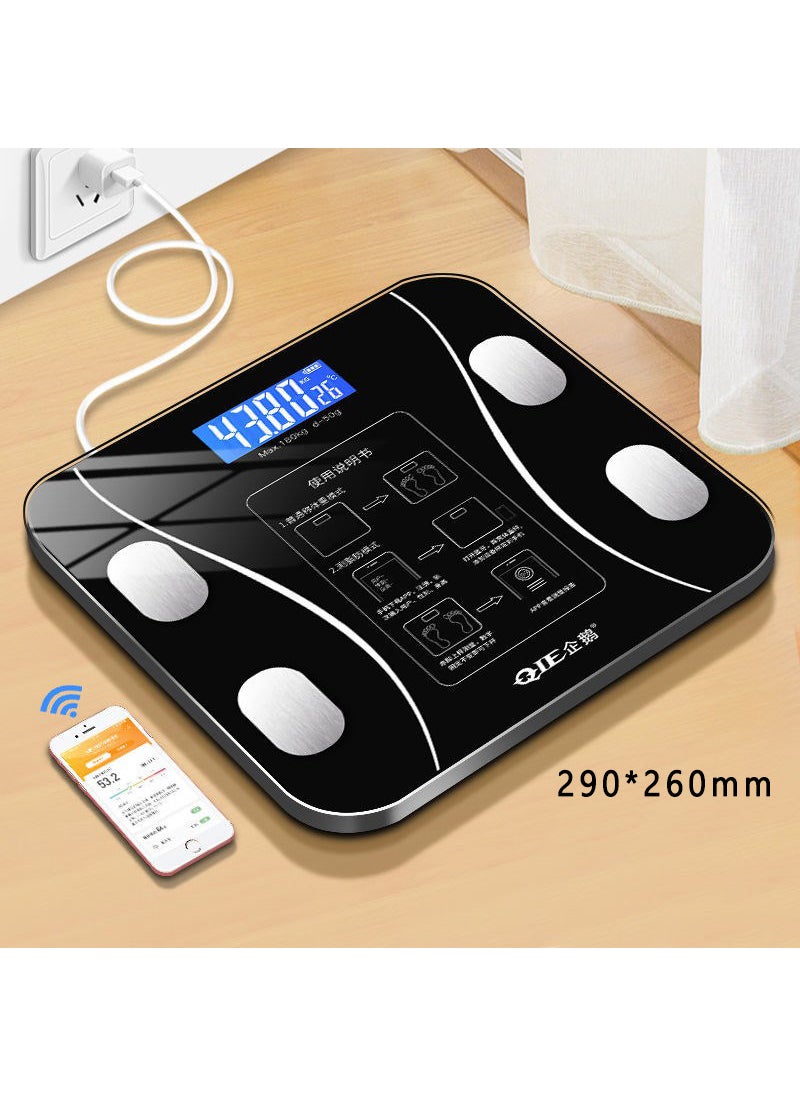 1 x 5 pcs Smart Bluetooth Body Fat Scale Health Weight Loss Black charging