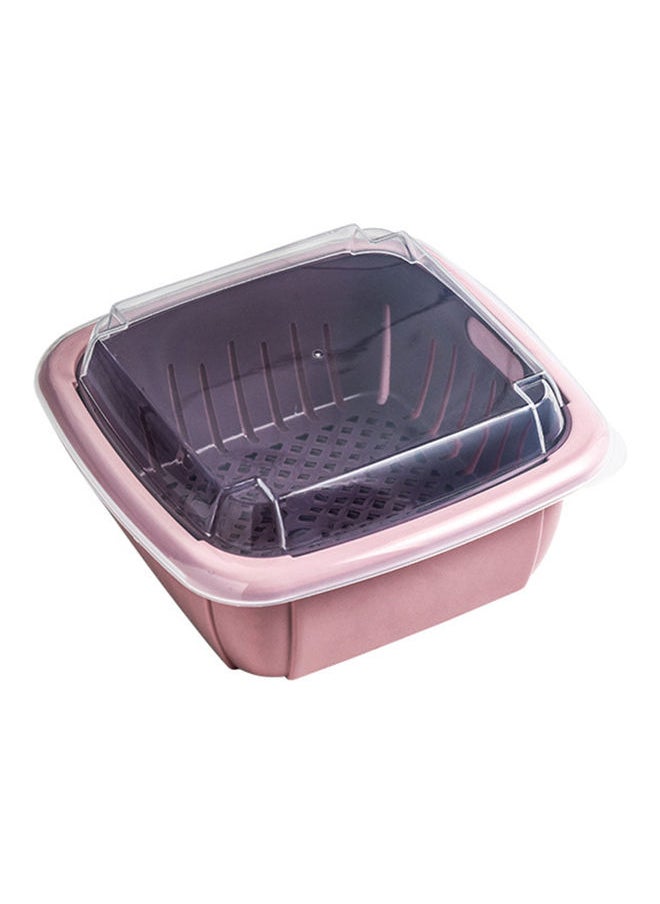 Multi-Functional Drain Basket With Transparent Cover Pink/Clear 22.0 x 22.0 x 11.0cm