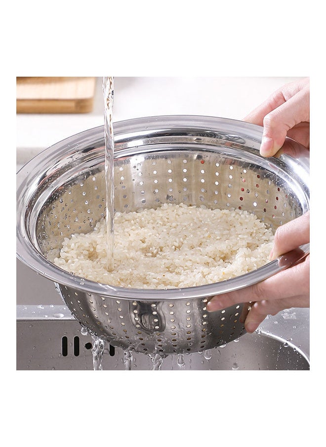 Vegetable Washing Bowl Silver 24.20 x 8.50 x 8.50cm