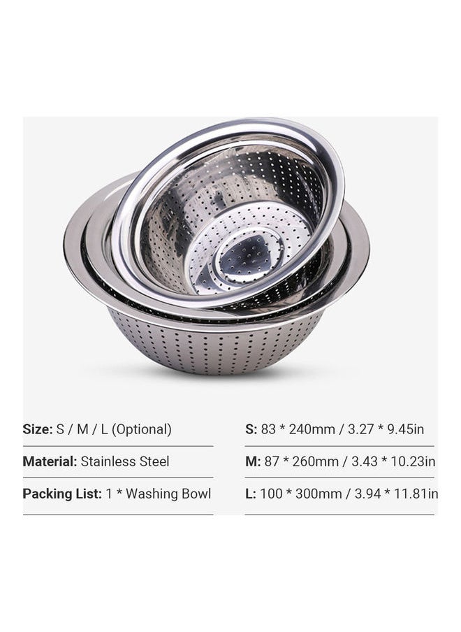 Vegetable Washing Bowl Silver 24.20 x 8.50 x 8.50cm