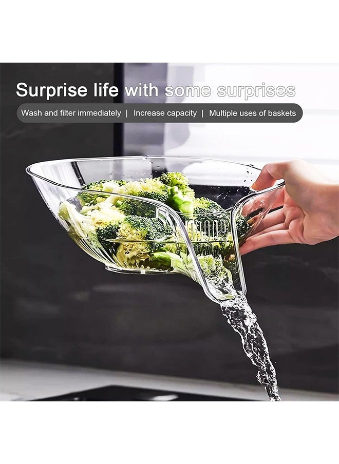 2PCS Multi-functional Drain Basket, New Drainage Basket Funnel, Kitchen Sink Drain Strainer Basket Drain Rack, Drainer Food Basket with Spout for Vegetables Fruits Pasta