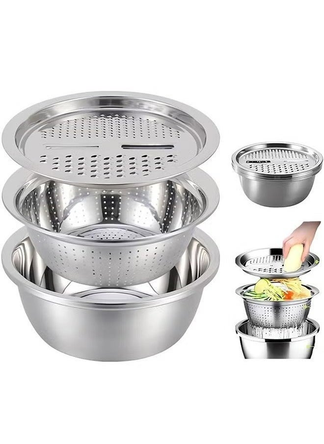 Multifunctional Stainless Steel Kitchen Basin 3-Piece Set