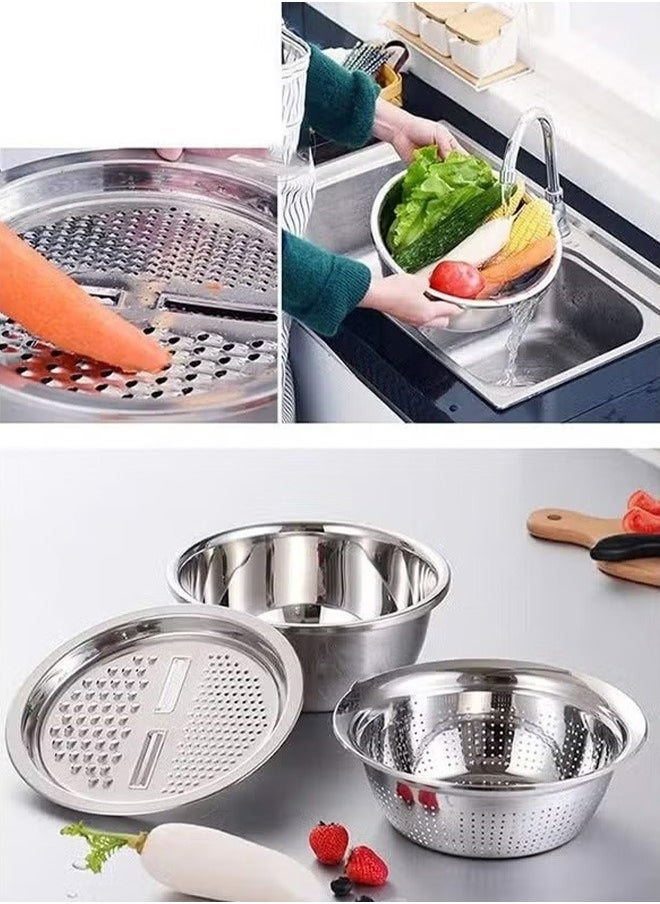 Multifunctional Stainless Steel Kitchen Basin 3-Piece Set