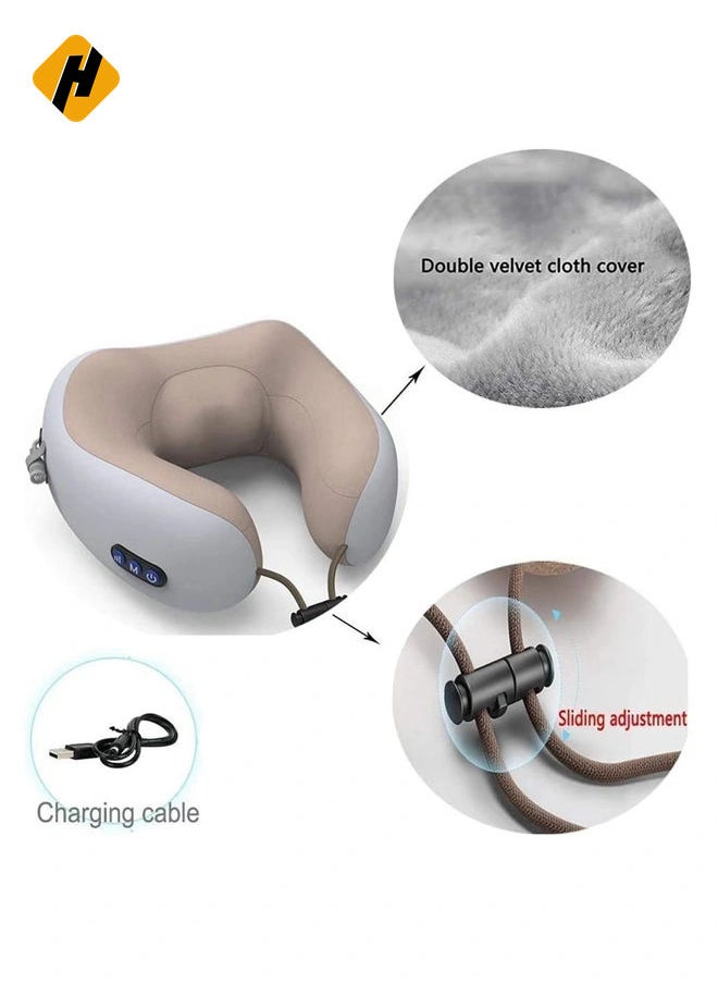 Rechargeable U Shaped Cervical Massage Pillow Neck Massager Vibration Neck Massage Pillow, Multifunctional Shoulder and Neck Electric Massager for Relax Muscles