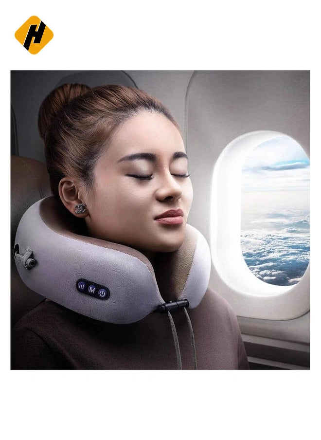 Rechargeable U Shaped Cervical Massage Pillow Neck Massager Vibration Neck Massage Pillow, Multifunctional Shoulder and Neck Electric Massager for Relax Muscles