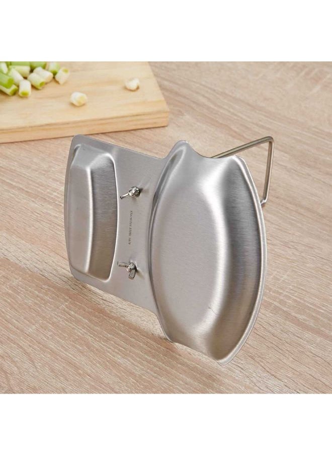 Counter Top Stainless Steel Spoon And Lid Holder Silver