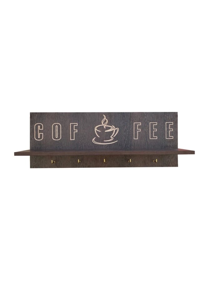 Coffee Corner Shelf Made Of Wood With Cups Holder Brown 80x30centimeter