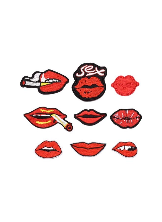 9pcs Kiss Lips Patches Iron on Patches Embroidered Sew on Patches Applique for Clothes Jackets T-Shirt Backpack