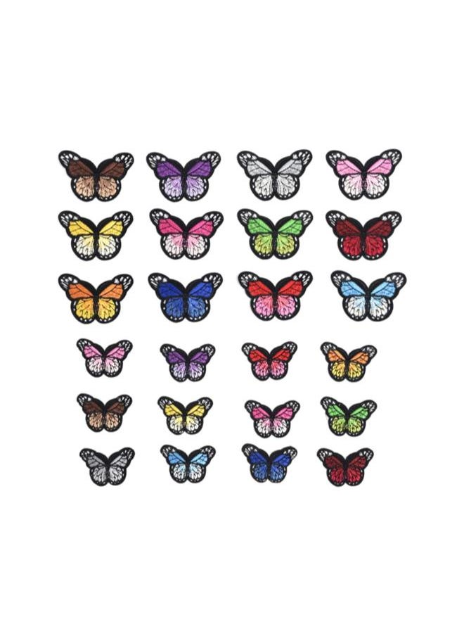 Butterfly Patches Stickers Self Adhesive Clothes Patches Patchwork for Jacket Hat 12Colors 24Pcs