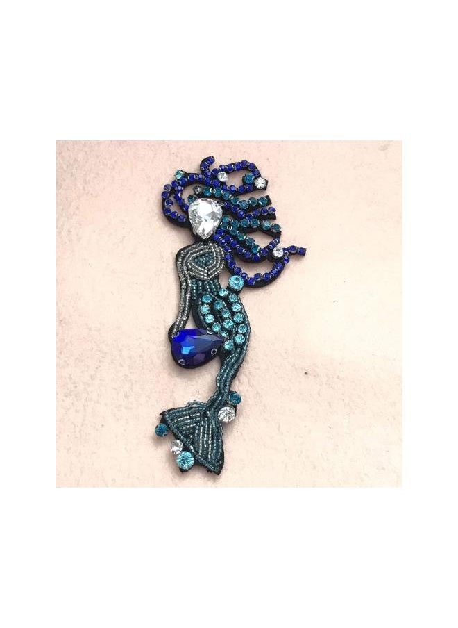 Mermaid Patch Iron on Embroidered Applique Rhinestone Appliques DIY Sewing Accessories for Clothes Pants