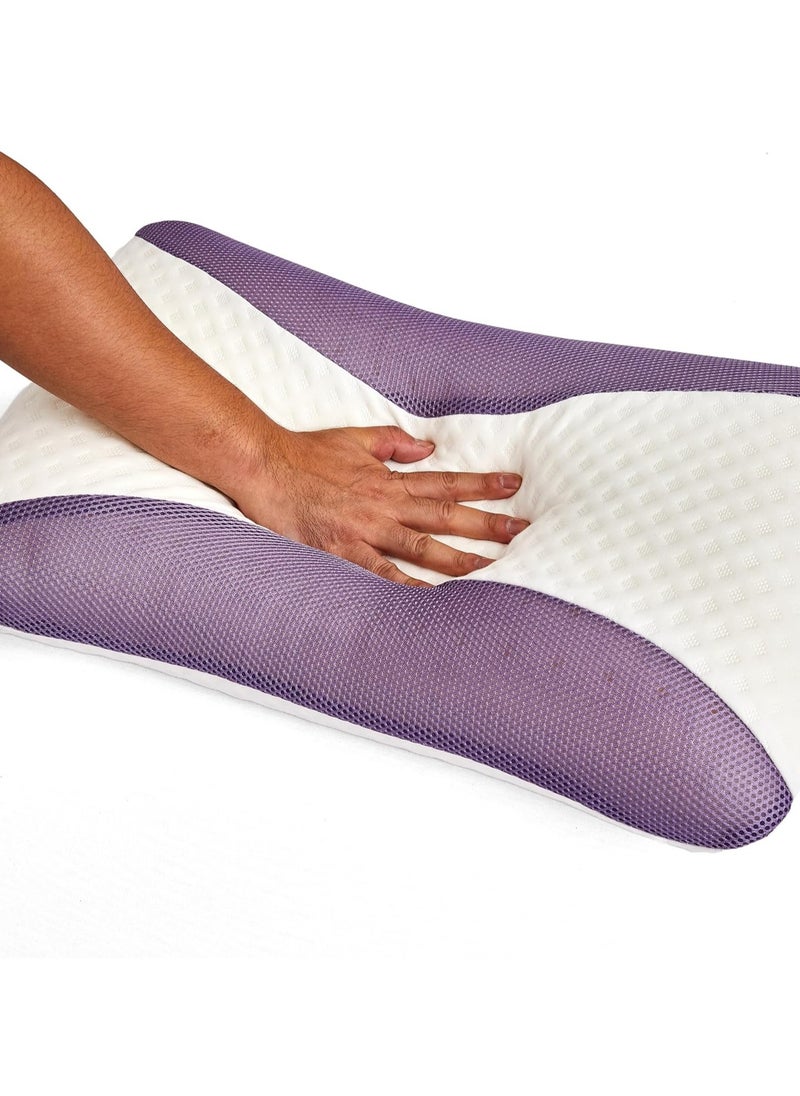 Lavender Infused Memory Foam Pillow With Removable Cover - Hypoallergenic & Breathabler - 60x40x12cm