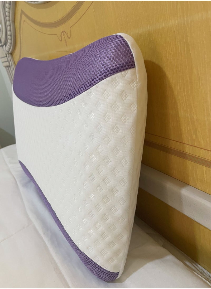 Lavender Infused Memory Foam Pillow With Removable Cover - Hypoallergenic & Breathabler - 60x40x12cm