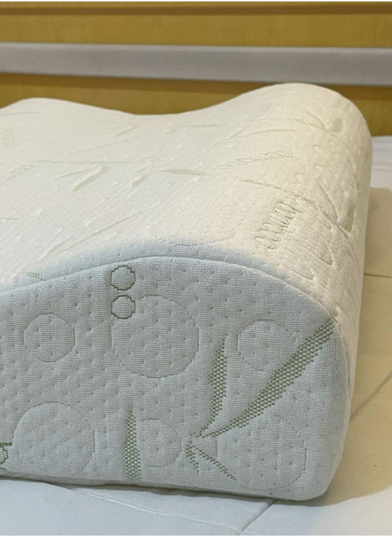 Bamboo Contour Memory Foam Pillow With Removable Cover - Hypoallergenic & Breathable- 60x40x12cm