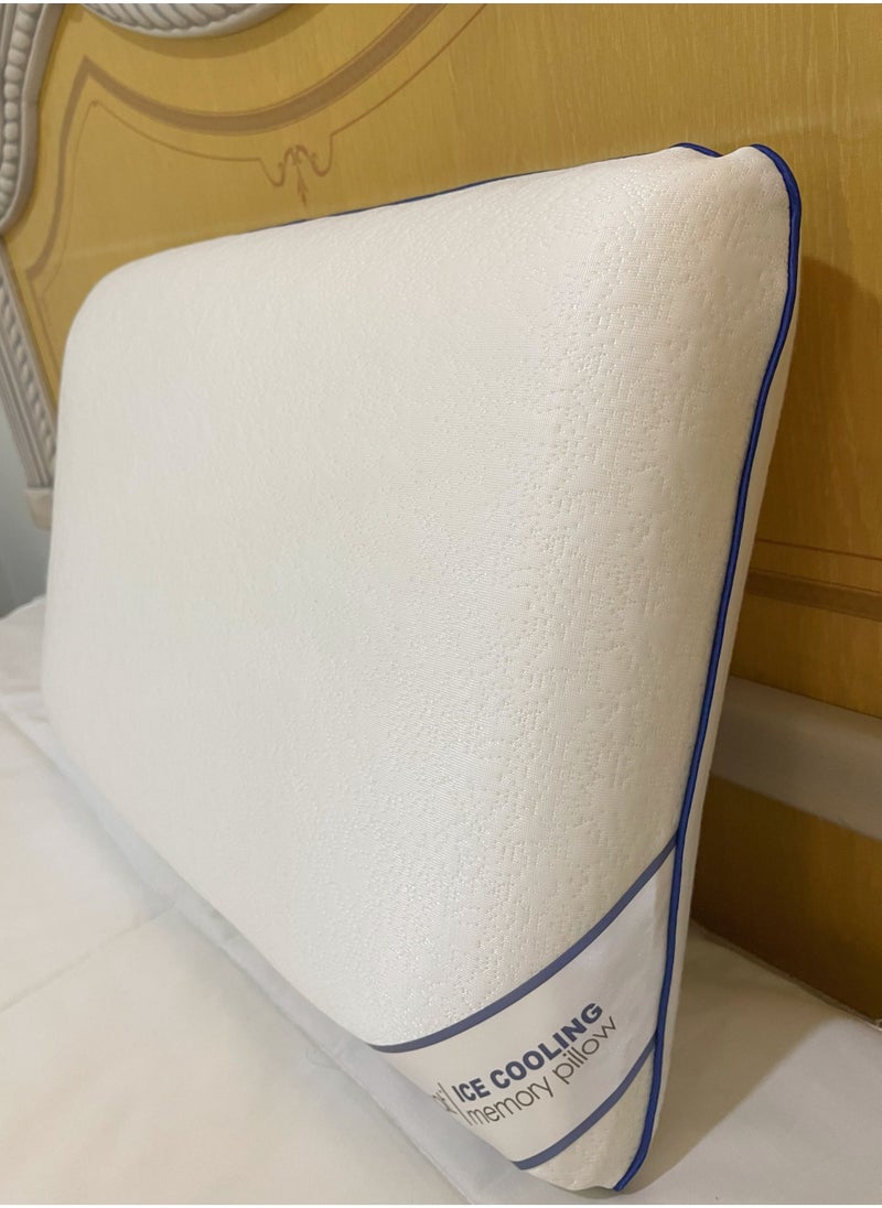 Cooling Ergonomic Memory Foam Pillow With Cooling Technology and Removable Cover - 60x40x13 cm