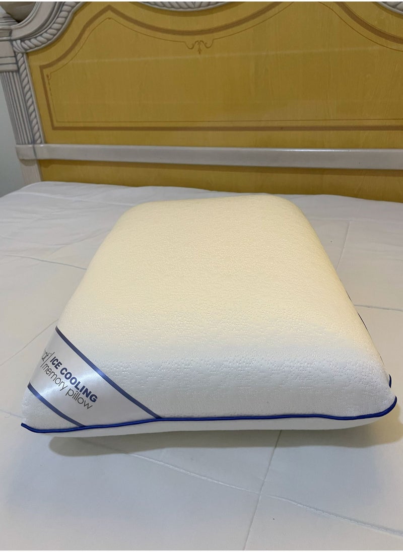 Cooling Ergonomic Memory Foam Pillow With Cooling Technology and Removable Cover - 60x40x13 cm