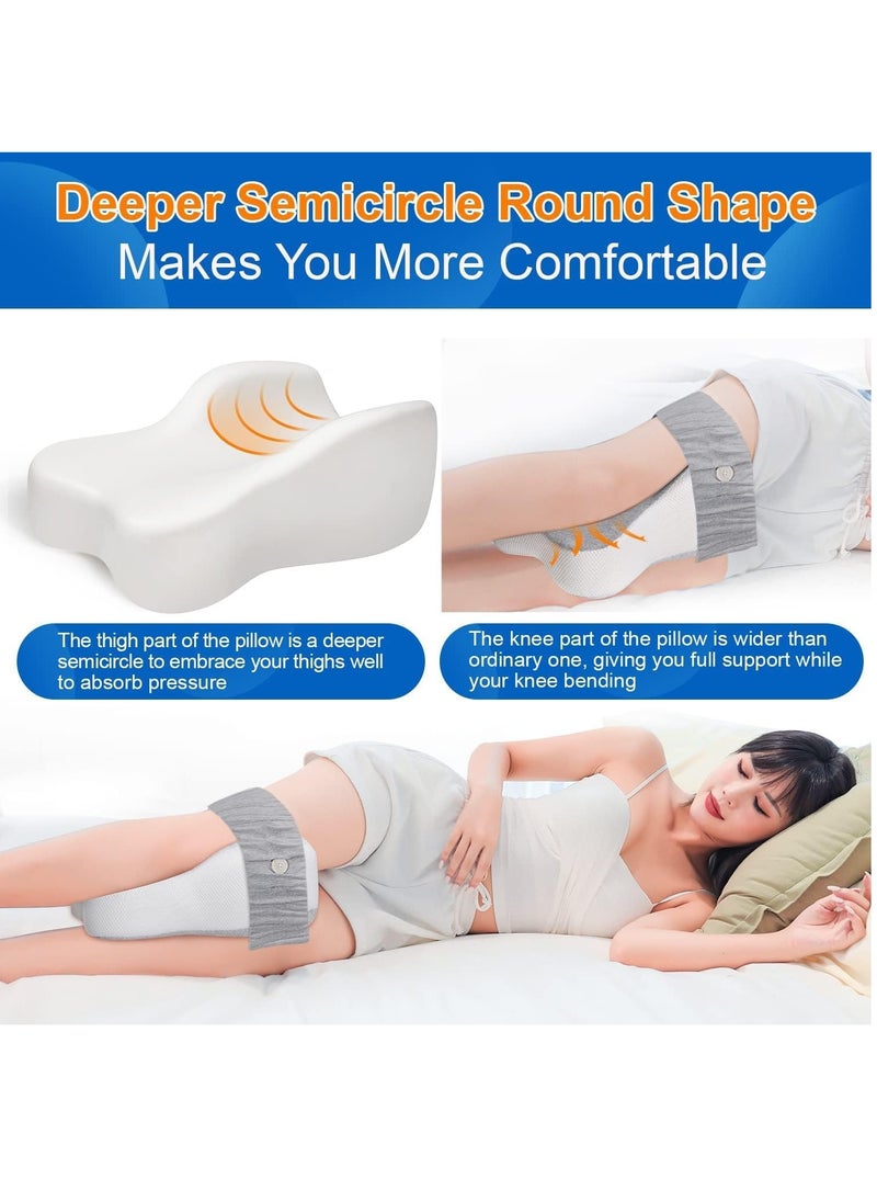 Portable Ergonomic Semicircle Round Shape Knee Pillow, Leg Pillows for Side Sleepers Separates the Knees for Promote Sleeping with Fixed Straps (L Size）