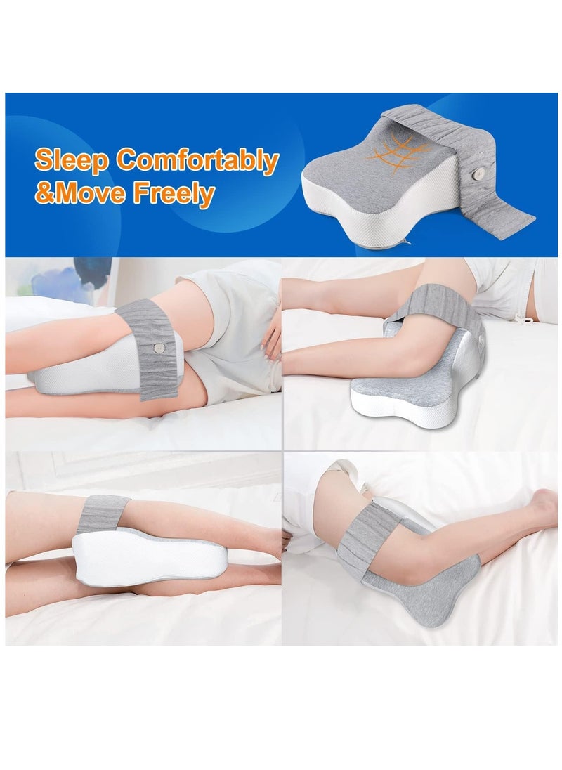 Portable Ergonomic Semicircle Round Shape Knee Pillow, Leg Pillows for Side Sleepers Separates the Knees for Promote Sleeping with Fixed Straps (L Size）