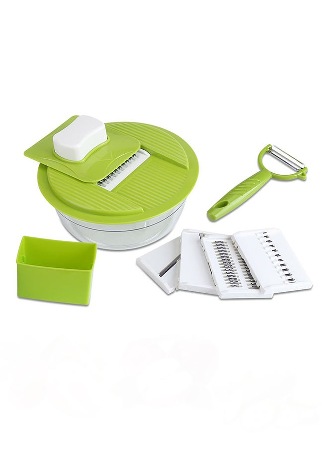 5 In1 Multi Functional Fruit Vegetable Cutter Slicer Green 19 x 19 x 8centimeter