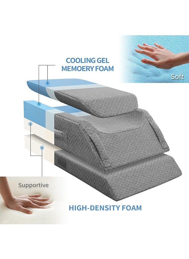 Leg Elevation Pillows,Cooling Memory Foam Leg Pillow for After Surgery Or Rest,Adjustable Wedge Pillow for Sleeping, Knee Pillow for Blood Circulation,Sciatica Back Knee Hip Ankles Pain Relief