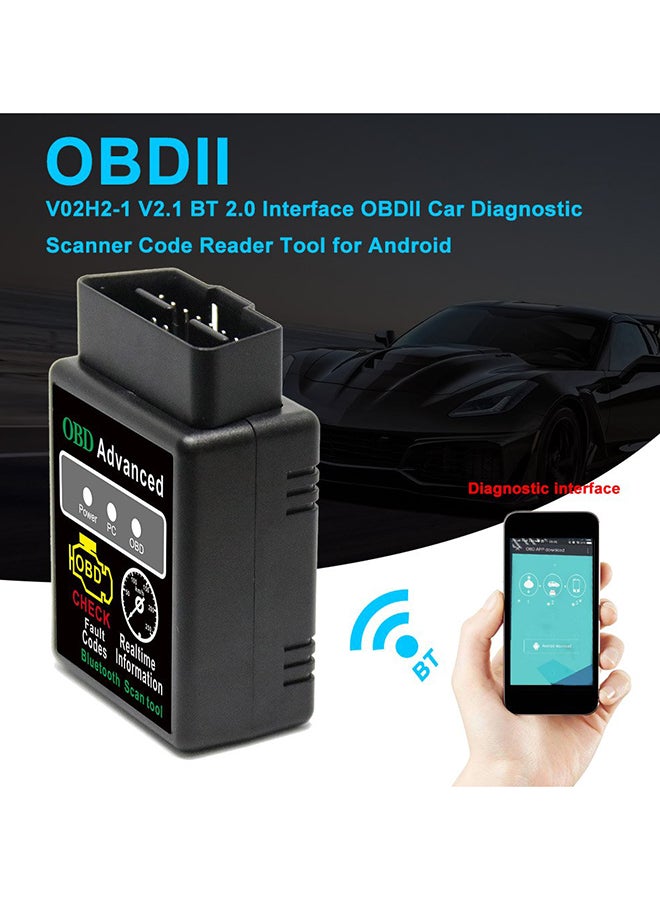 BT 2.0 Interface OBDII Car Diagnostic Scanner Code Reader Tool For Android Black