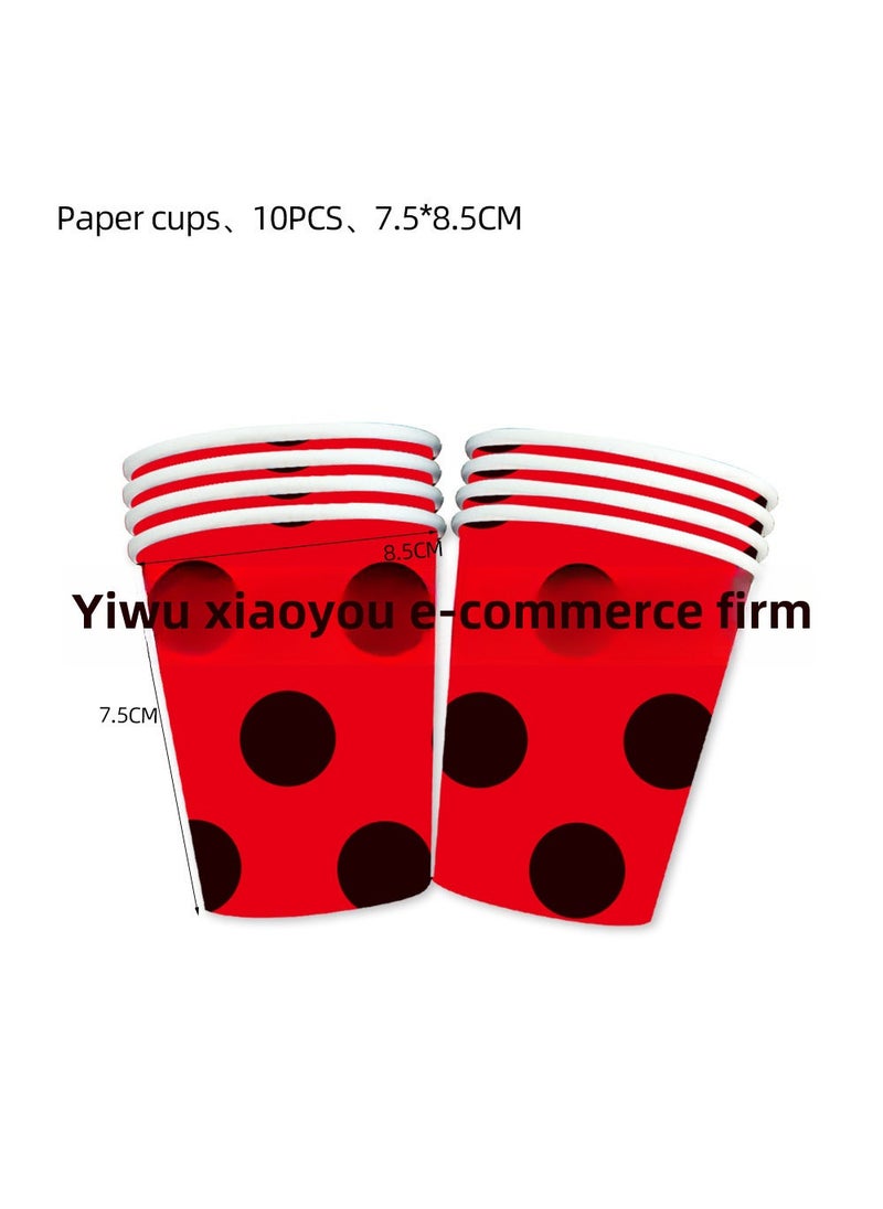 New Ladybug Party Supplies Kit for Birthday Paper Cup 10PCS-seven-star Ladybug