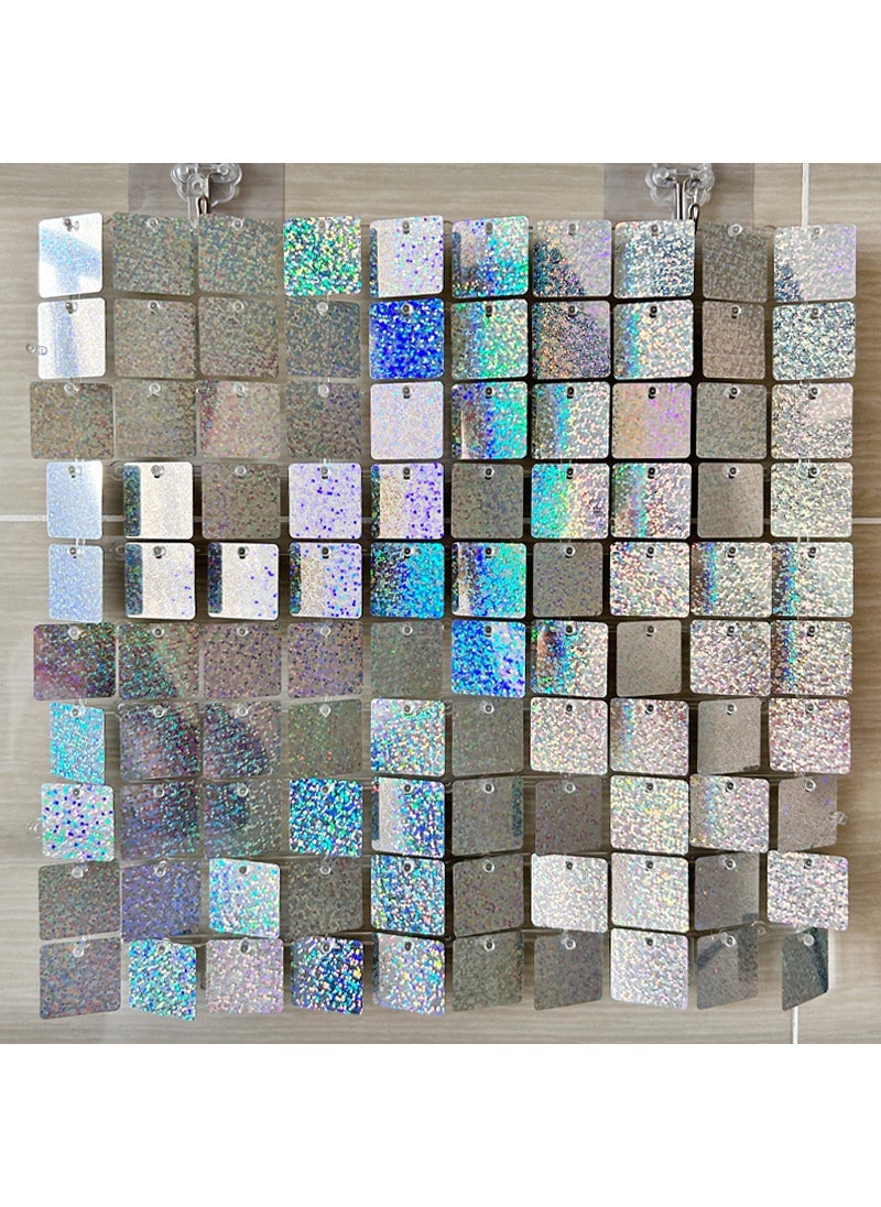 1 x 5 pcs Square Sequin Wall Panel Gatesby Wedding Decor Laser silver jx-1101