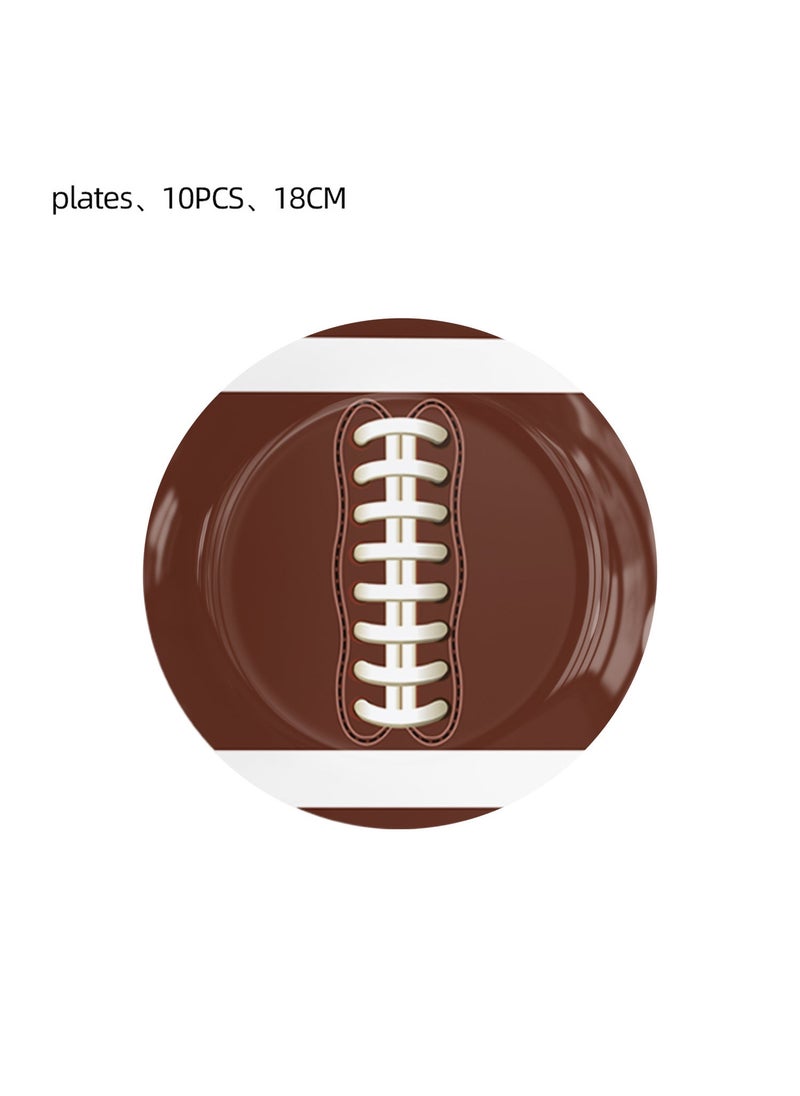 Super Bowl rugby American Football childrens birthday party tableware paper plate tissue tablecloth decoration party supplies 7-inch plate 10PCs-rugby 2